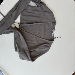 Zara Charcoal Knit Wrap Top